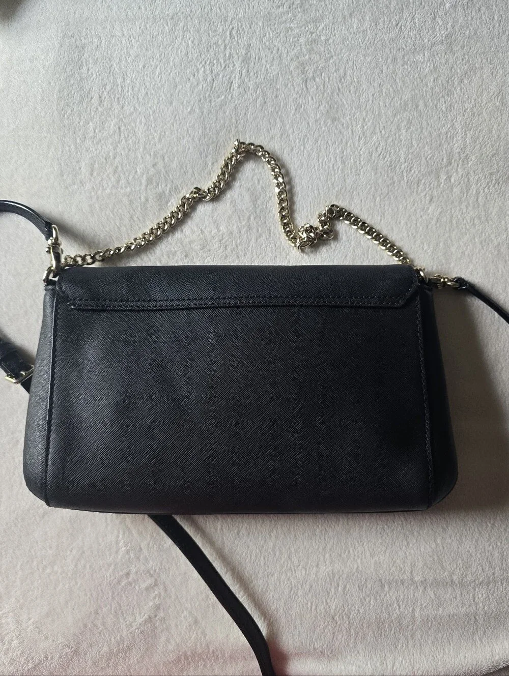 kate spade Black Leather Crossbody with Chain Accent